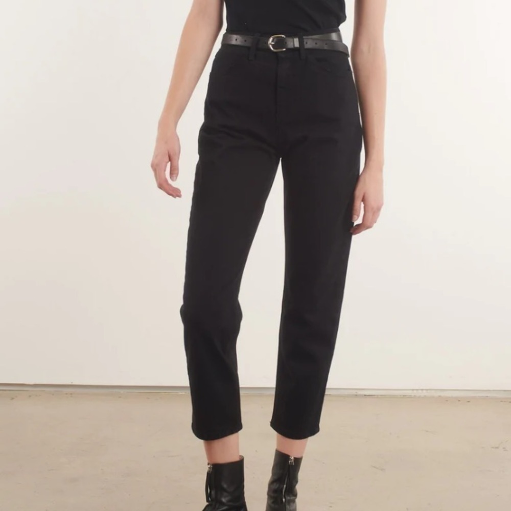SPRWMN Stevie Slim-Straight High Rise Tapered Carrot Leg Jeans‎ Black 27